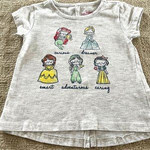 Disney Princess Girls Toddler Short Sleeve Shirt with Split Back - 2T